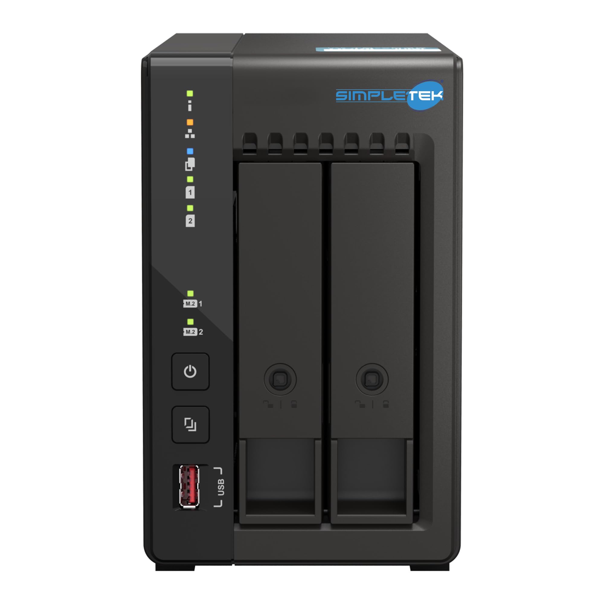 SIMPLETEK - Server Storage NAS a 2 Vani con 2x SSD 960GB - Quad-Core 2.0GHz - 8GB RAM DDR4 Integrata - 2 Slot M.2 NVMe - Doppia Rete 2.5GbE
