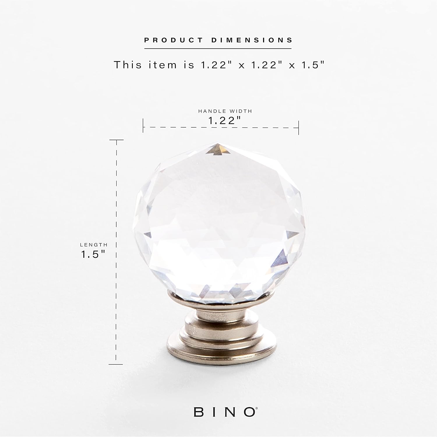 BINO 6-Pack Crystal Drawer Knobs - 1.25" Diameter (32mm), Satin Nickel - Dresser Knobs for Dresser Drawers Crystal Knobs and Pulls Handles
