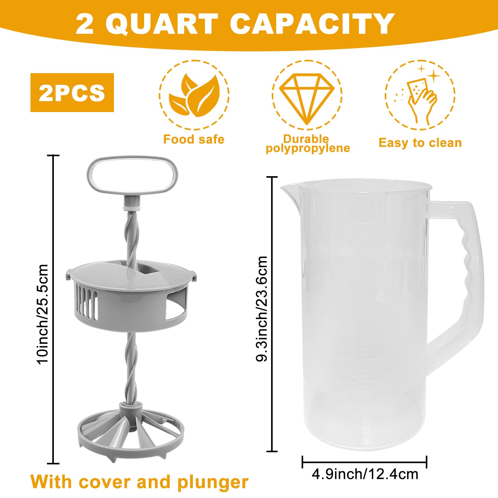 Snapklik.com : 2 Pack Mixing Pitcher For Drinks 2 Quart/ 64oz Plastic ...
