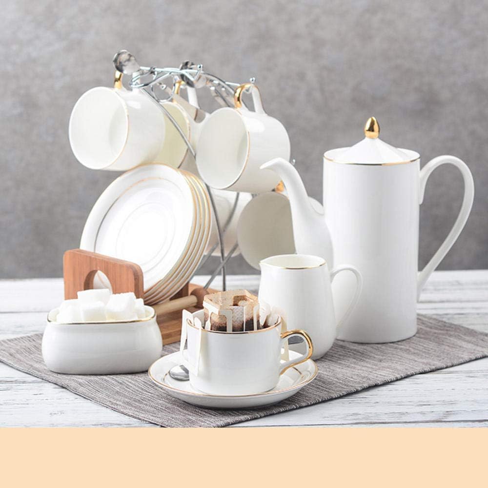 6-piece espresso cup set ceramic Continental white coffee cup and saucer set tea set 160ml@White B