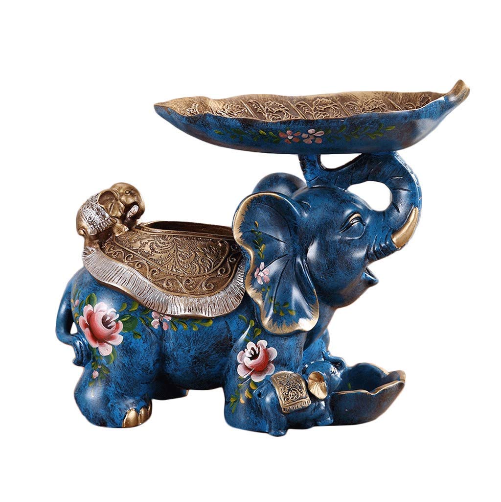 Boîte de mouchoirs éléphant bleu en résine avec plateau de rangement MU