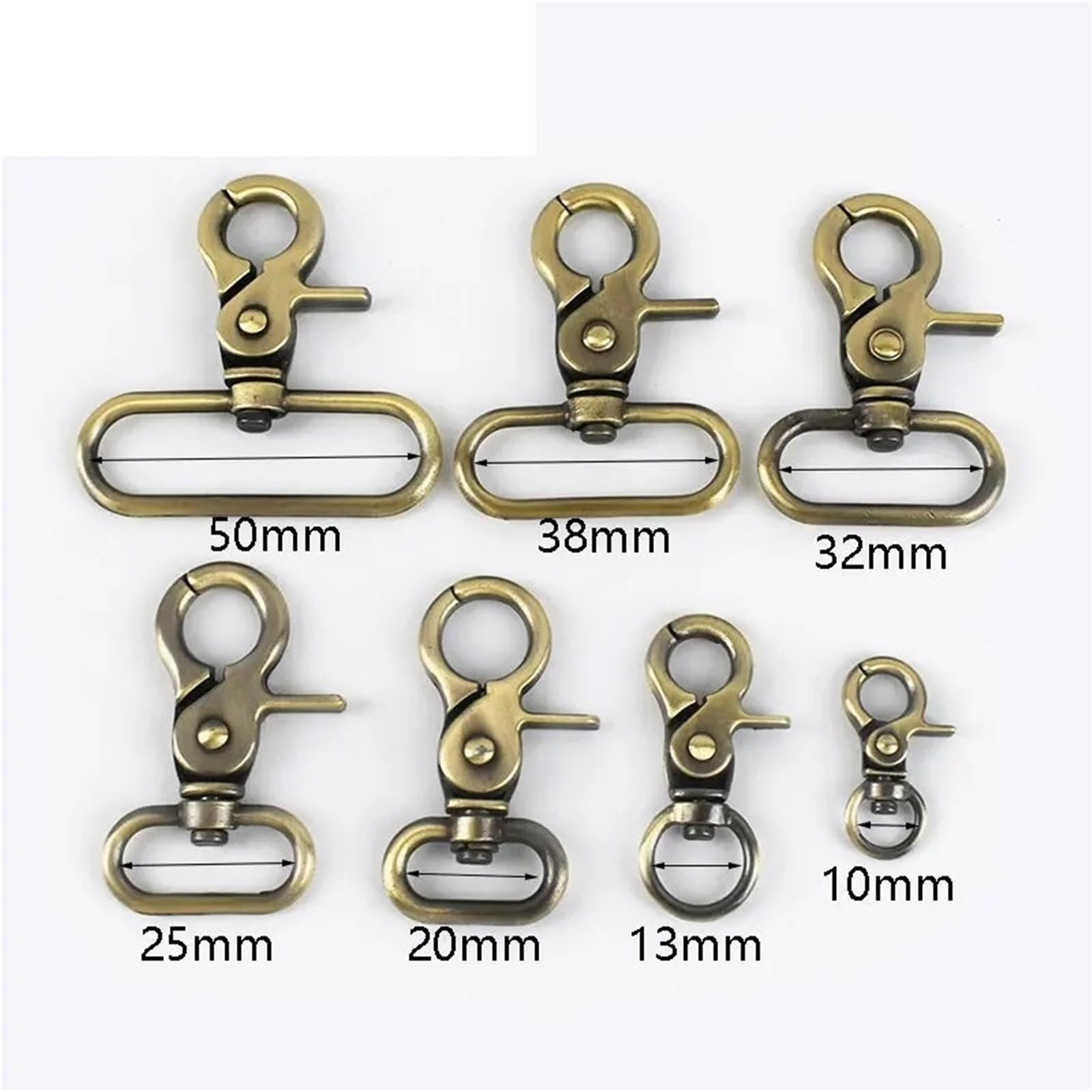 Metalowe obrotowe karabińczyki | Wielokolorowe obrotowe karabińczyki 20-50 mm do breloka do torby obroża dla zwierzęcia(Lightgold,38mm-10Pcs)