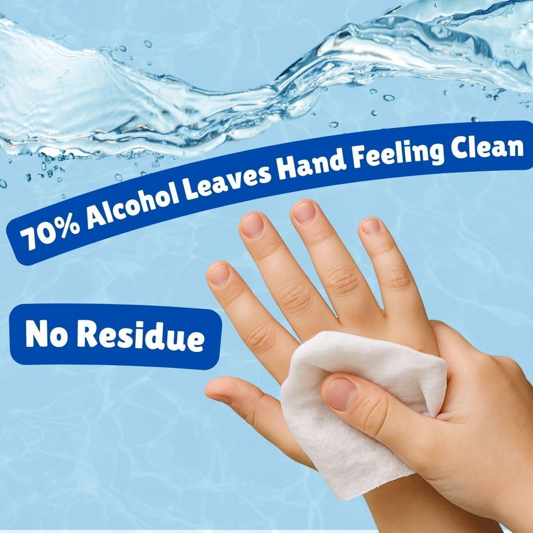 Tazza Alcohol Wipes - Unscented, Travel Hand Cleaning Wipes - 80 Ct (Pack of 6, 480 Wipes)