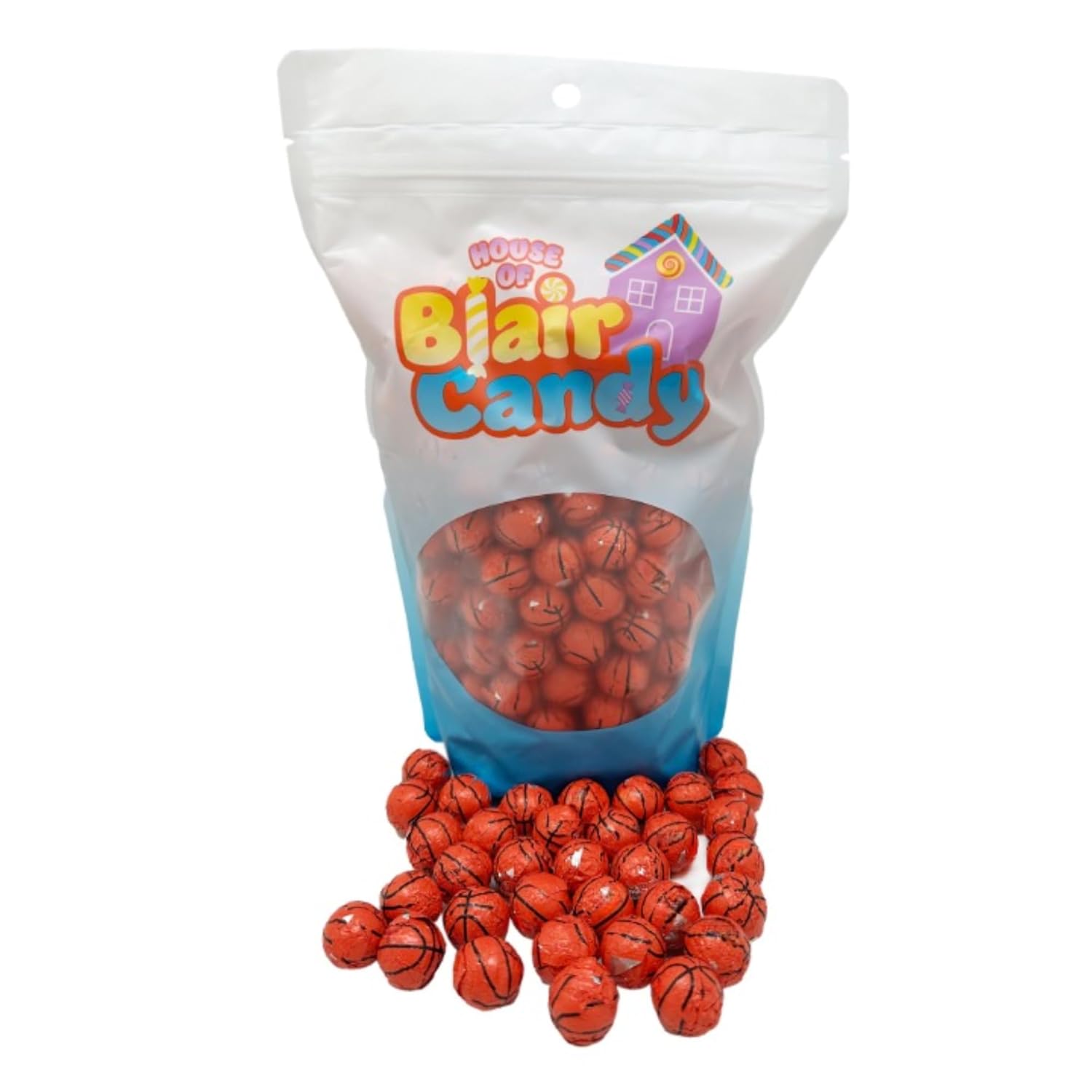 Chocolate Covered Basketballs - 2 LB Resealable Stand Up Bag (approx. 160 pieces) - Individually Wrapped Milk Chocolate Basketballs - Bulk Party Filler for Events, Sports Parties, and Celebrations