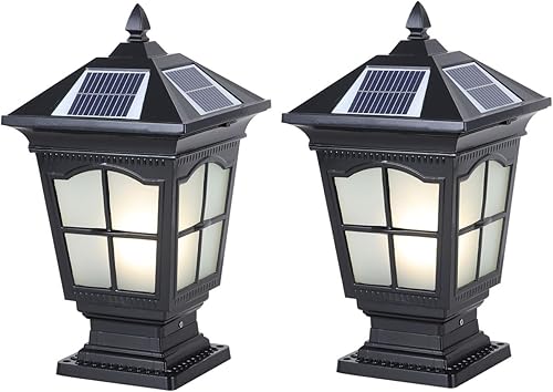 Sensor de luces solares para exteriores con base de alimentación, luces de columna para exteriores de fundición a presión de aluminio con control