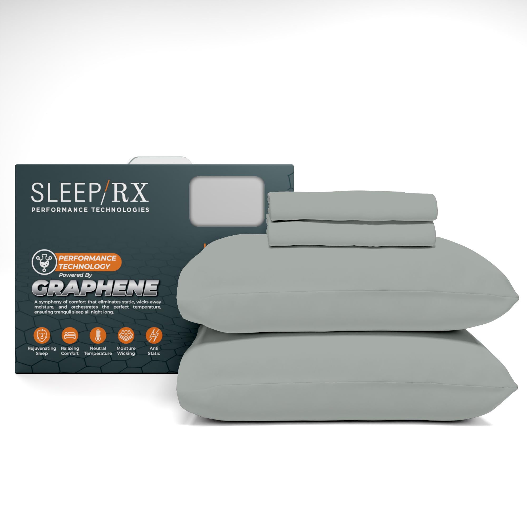 SleepRX 100% Cotton Sateen Sheets - 400 Thread Count, 4-Piece Full Bed Sheet Set Sage | Super Soft & Cool, Moisture-Wicking, Graphene-Infused Deep Pocket Sheets | Flat, Fitted Sheet & 2 Pillowcases
