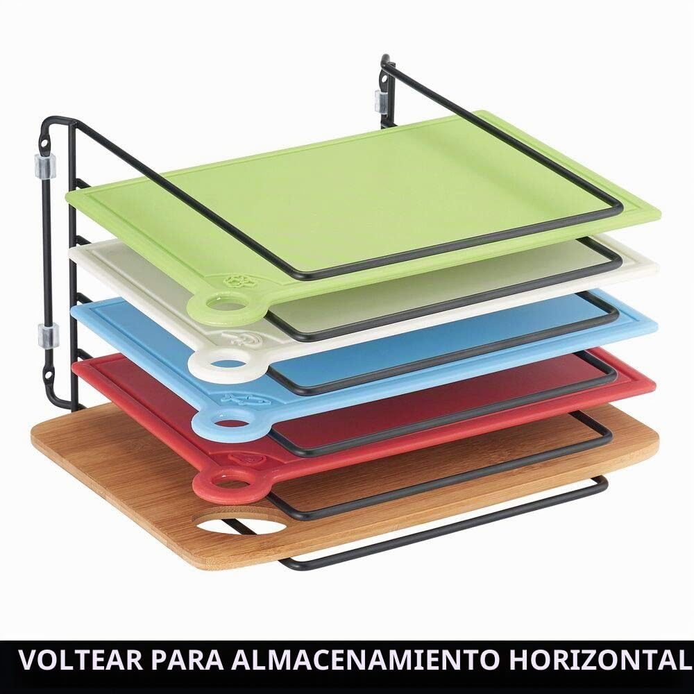 mDesign Estante para tapas de ollas y sartenes, estante de alambre de metal para armarios, despensas o superficies de cocina, soporte independiente con 5 ranuras para sartenes, ollas, tapas y vajilla,