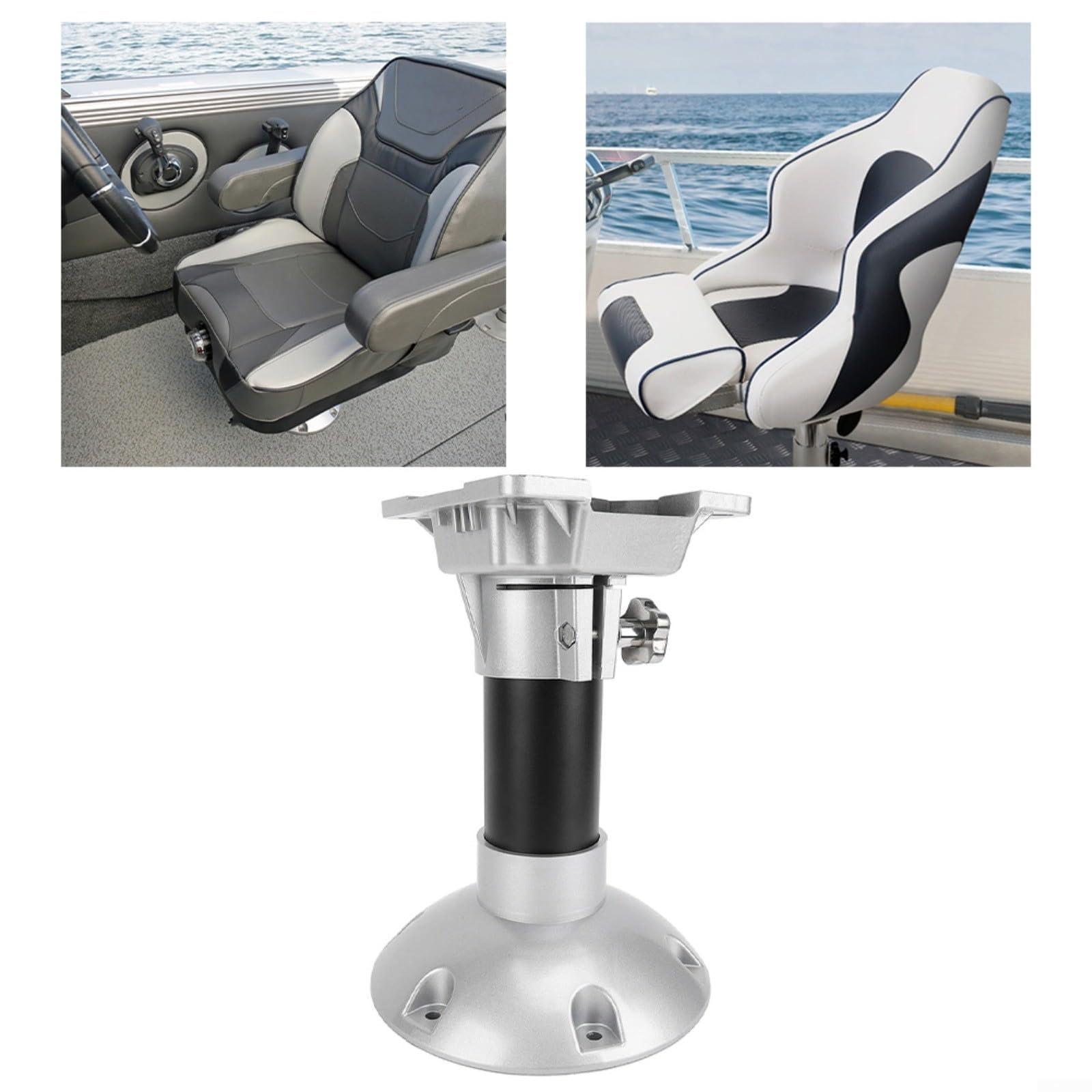 Pedestal de asiento marino anti vibración 330mm alto soporte de aleación de aluminio para yate barco cubierta capitán silla placa base