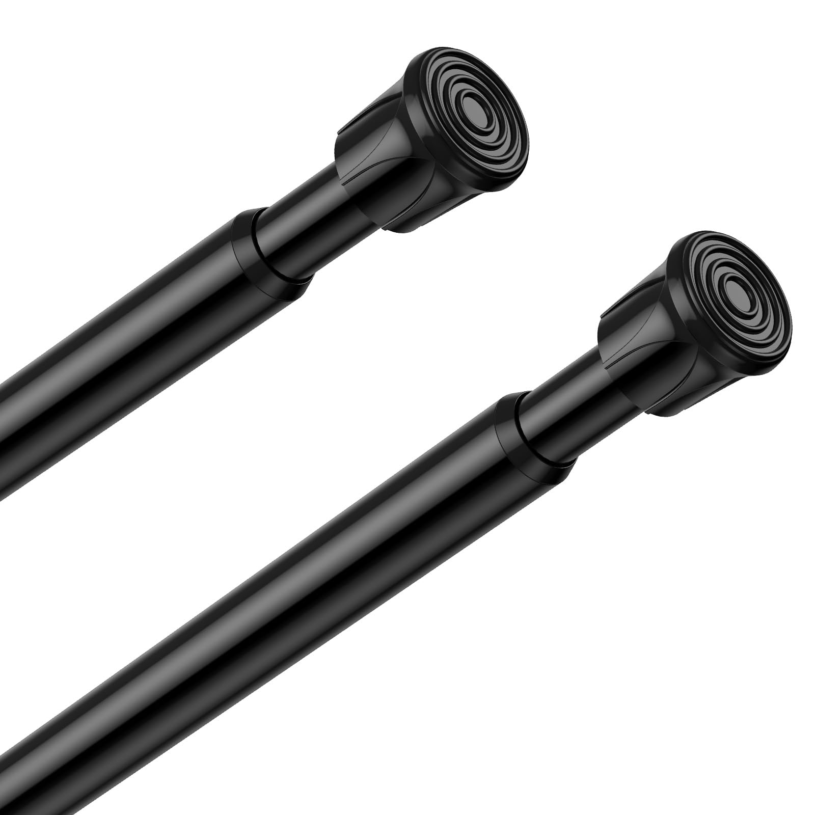 Photo 1 of QINGYUN Spring Tension Curtain Rod - 2 Pack, Black, 18-28 Inch