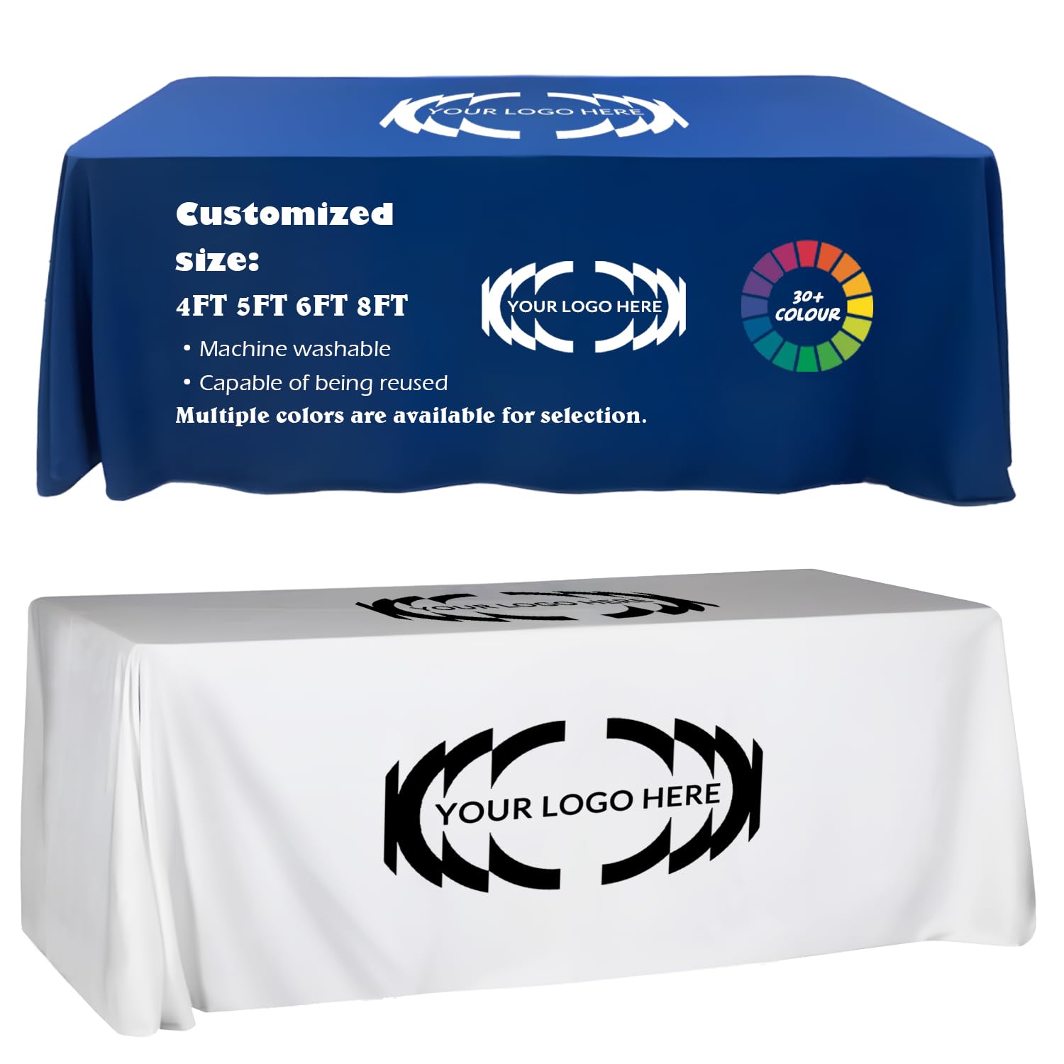 Unite Stone Customized Table Cloth with Logo 4FT 5FT 6FT 8FT for Business Tradeshow Events School Public Welfare Organizations Community Activities