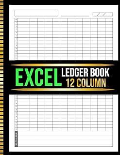 12 Column Excel Ledger Book: Blank Spreadsheet Log Book for Data Tracking, Accounting, Bookkeeping & Budgeting | 100+ Page...