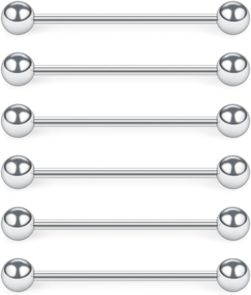 SCERRING 6PCS 14G Industrial Barbell Cartilage Earring Body Piercing Jewelry 28mm 32mm 35mm 38mm 40mm