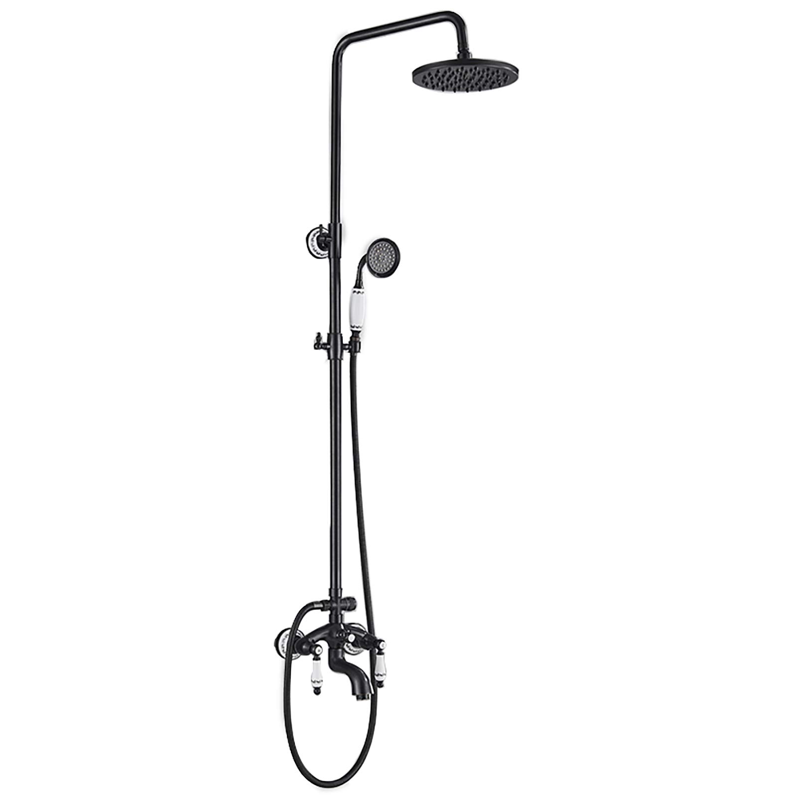 Système de douche noir pour salle de bain moderne avec jet effet pluie relaxant