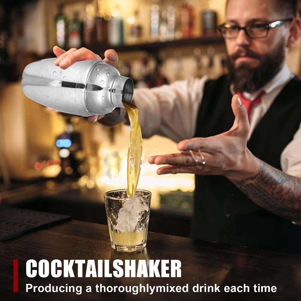 Lot de 6 mini shakers à cocktail en acier inoxydable avec passoire 250 ml