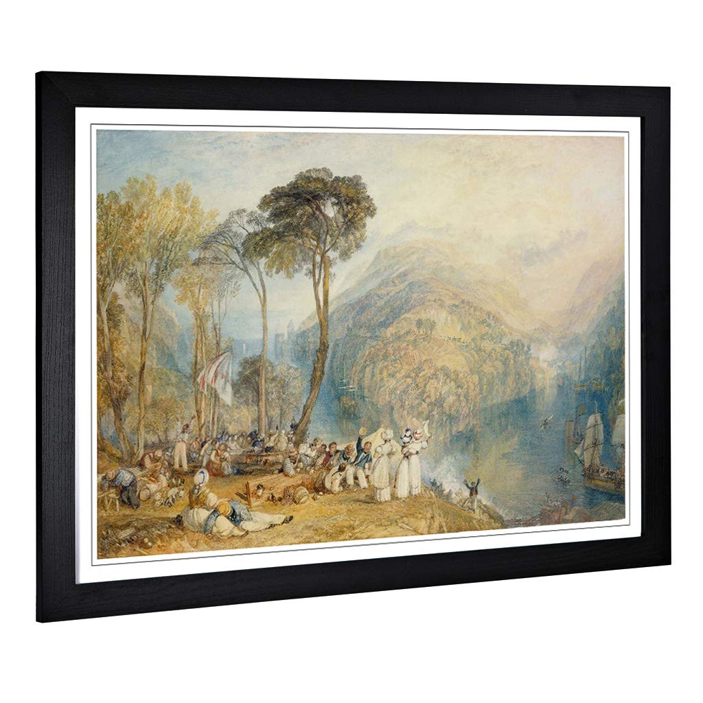 Big Box Art Framed Print of J.M.W (Joseph Mallord William Turner) Dartmouth Cove Design | Wall Art Picture| Home Decor for Living Room, Bedroom, Office, Black, A2 / 24.5x18 Inch / 62x45cm