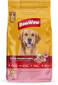 Ração Baw Waw para cães adultos médios e grandes sabor Carne, Frango e Arroz - 10.1kg