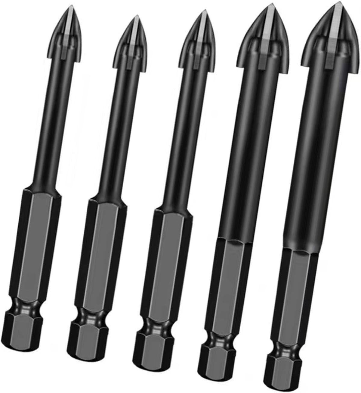 5 Pieces Masonry Drill Bits Set Portable for Ceramic Porcelain Tile Concrete