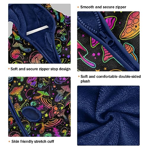 Bright Mushrooms Skulls Boys Fleece Hoody Jacket Zip Up Coat Warm Fall Winter Plush Jacket Long Sleeve Outerwear3