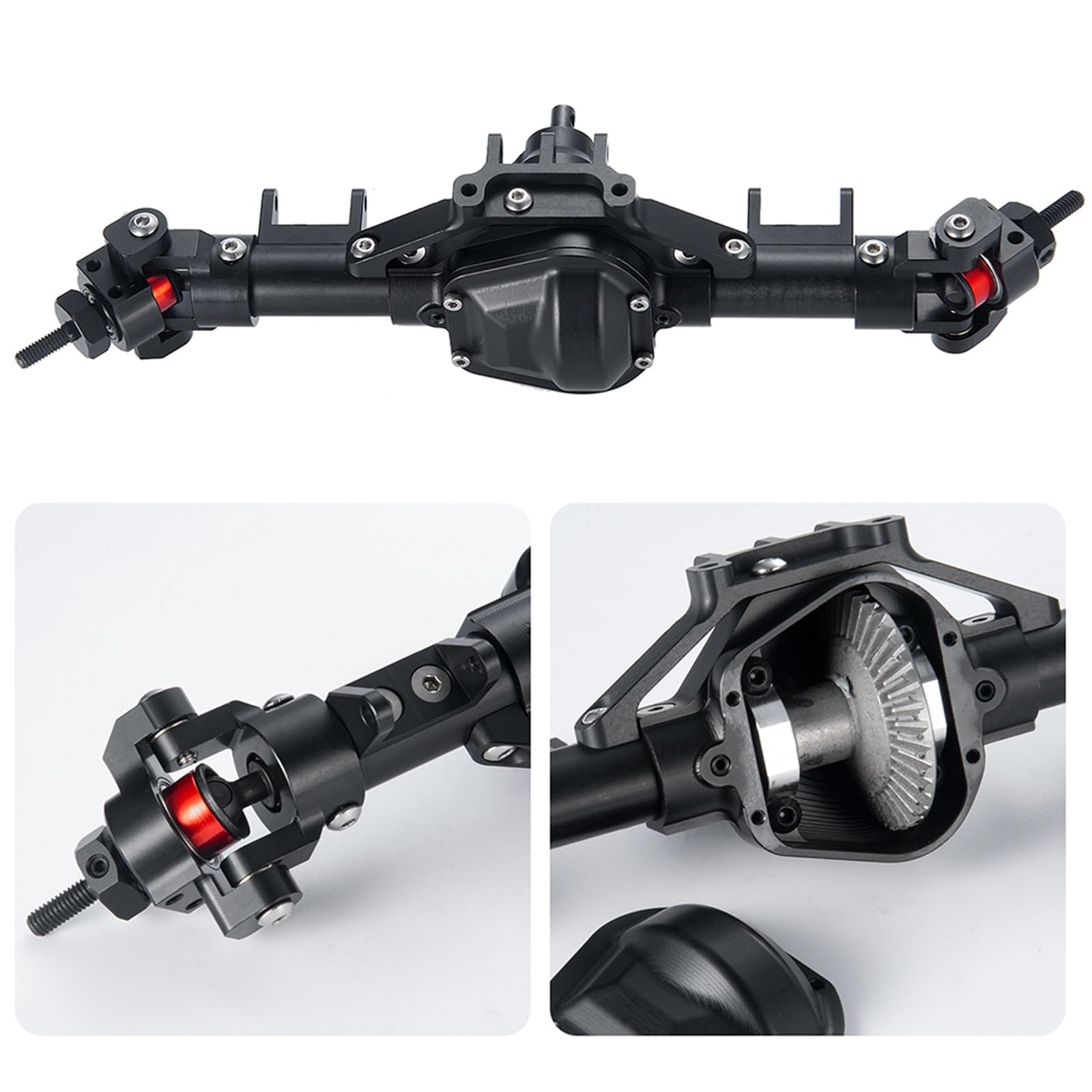 Przednia środkowa oś tylna z mocowaniem serwomechanizmu do części zamiennych do samochodów ciężarowych Axial SCX10 1/10 RC Crawler Car Truck(RED)