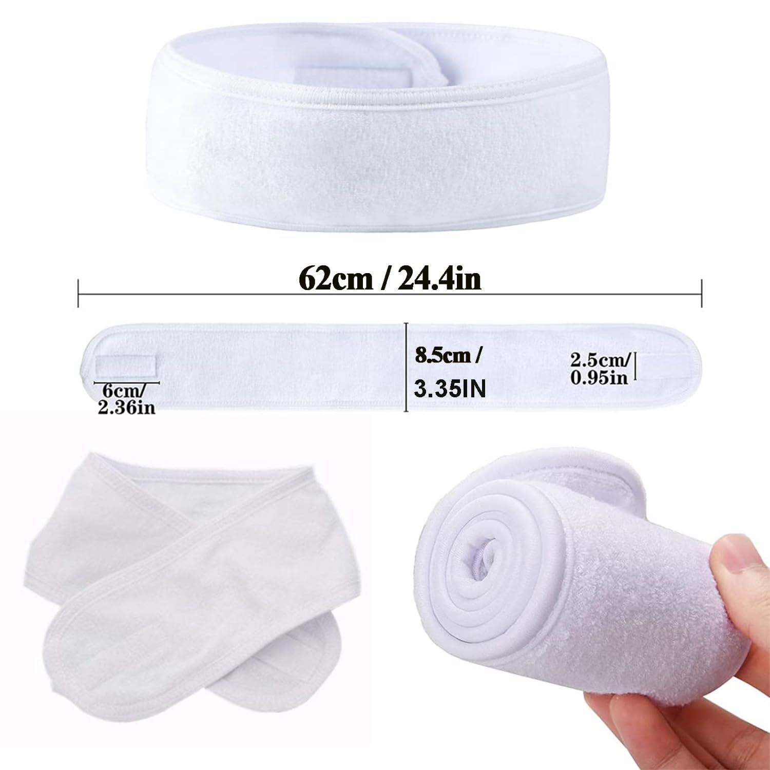 4 Pcs Spa Headband for Facial Skincare Headbands Adjustable Face WashingTowel Makeup Hair Bands Head Wraps for Women Man Shower Yoga - Image 2