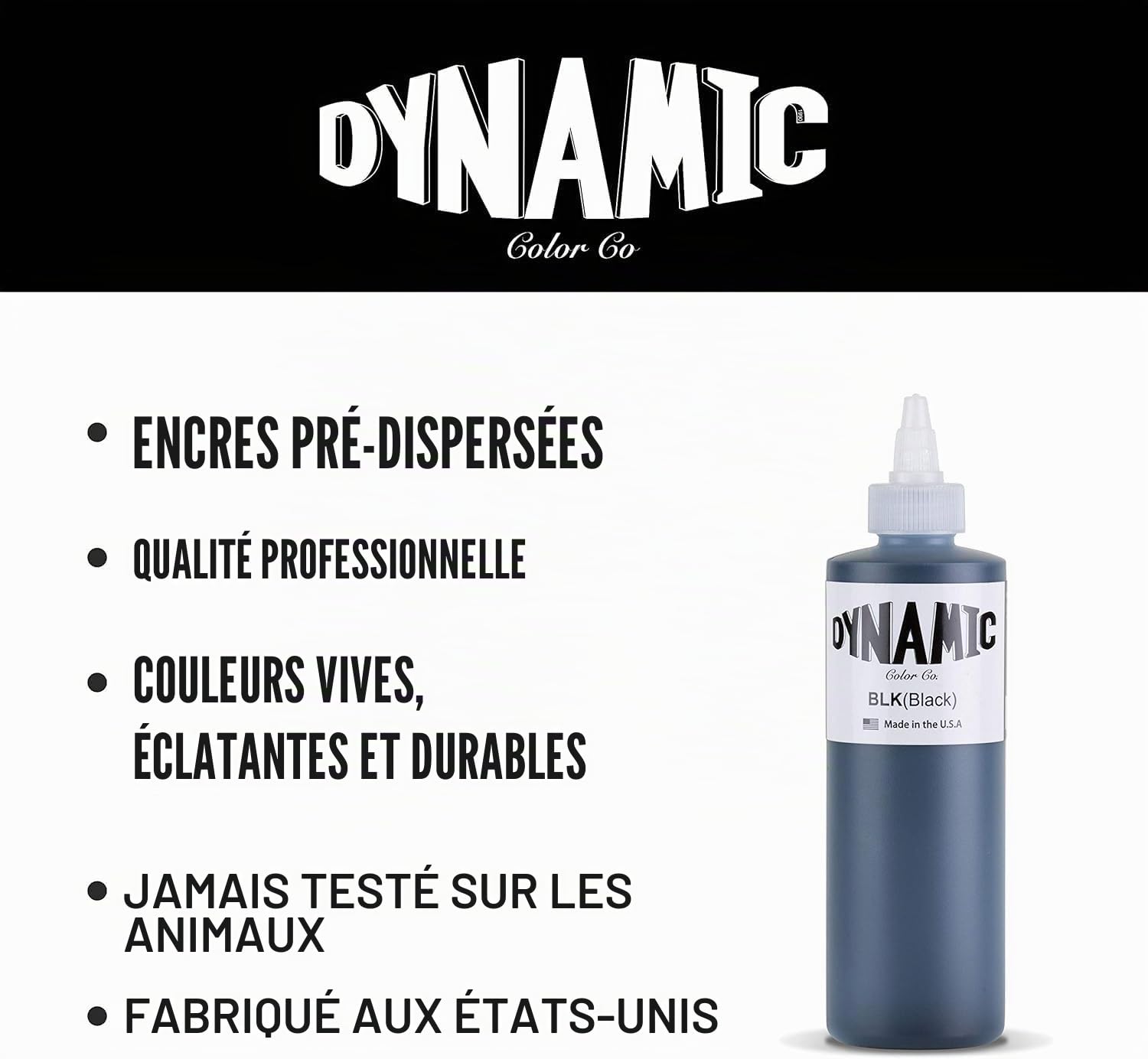 Encre pour tatouage Dynamic Color, Noir, Bouteille 240 ml