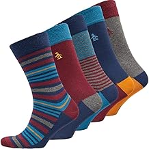 Original Penguin Mens Five Pack Stripe Socks (Navy/Burgundy/Blue Multi, UK 7-11 EU 41-45)
