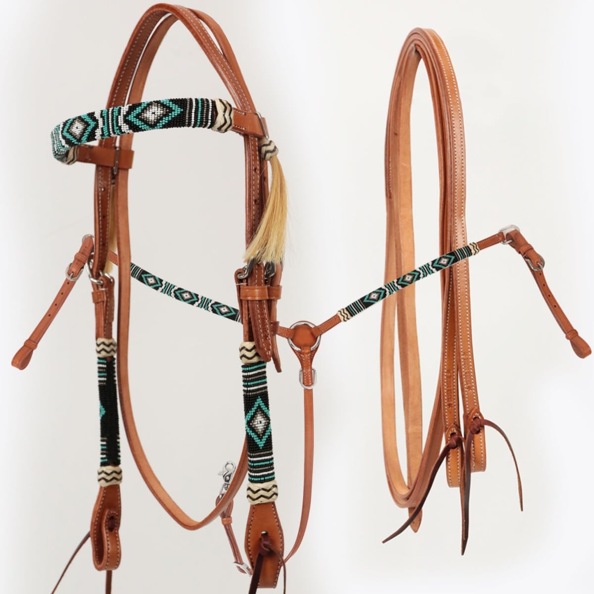 Set Western Silver Horse Ponca Perl, Redini e Pettorale Resistenti. Fibbie in Acciaio Inox per Performance e Sicurezza, Perfetto per Hobby Horse, Passeggiate, Competizioni e ogni Situazione Equestre