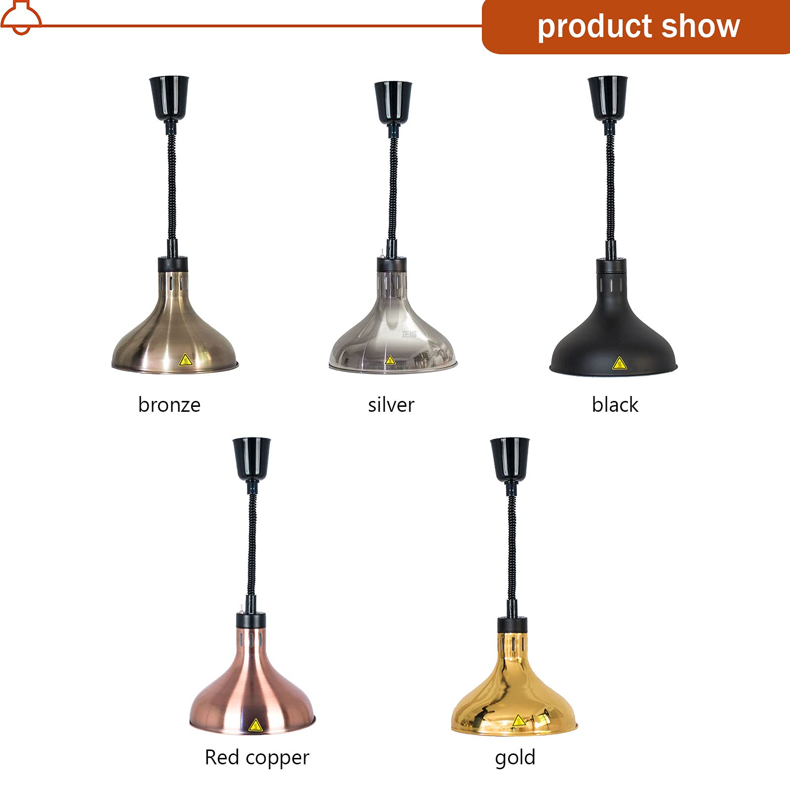 Scaldavivande con Lampada Riscaldante, Scaldavivande Commerciali per Ristoranti, Forniture per Catering con Lampadina A Infrarossi da 250 W,Black