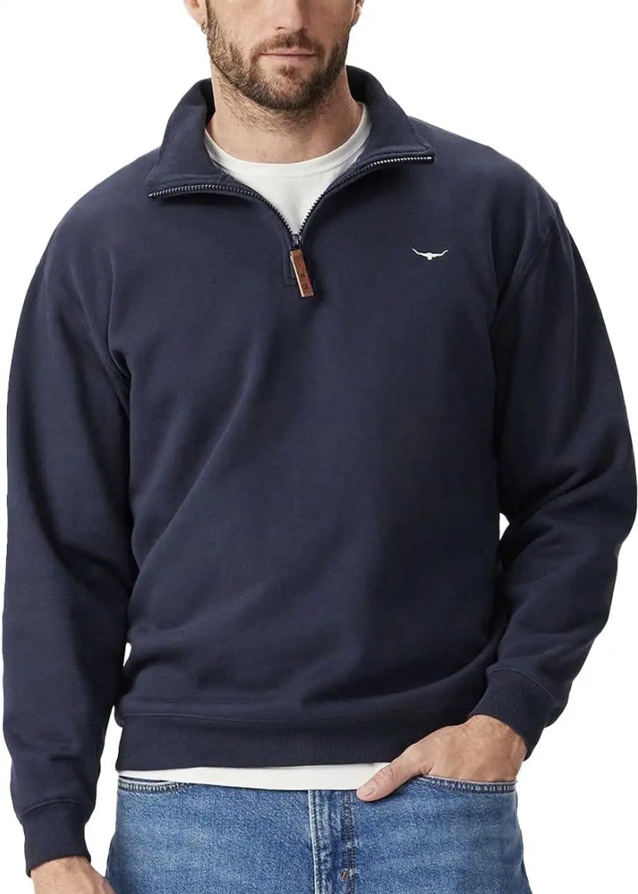 RM Williams Mens Mulyungarie Half Zip Sweatshirt Navy (UK, Alpha, XXL, Regular, Regular, Navy)