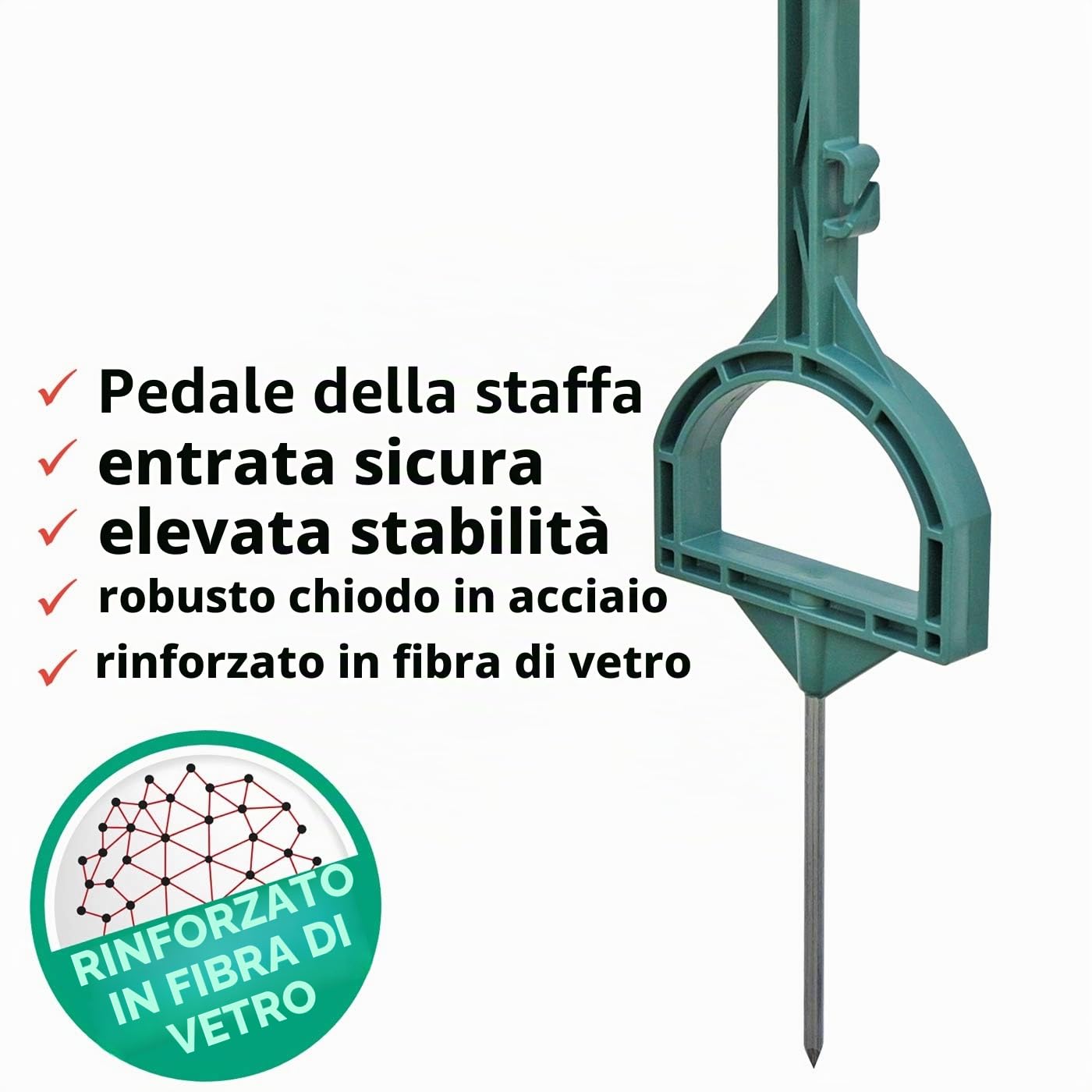 VOSS.farming 20 pz. Pali, recinzioni elettriche, in plastica Rinforzata con Fibra di Vetro, Lunghezza 157 cm, con Staffa, Colore Verde