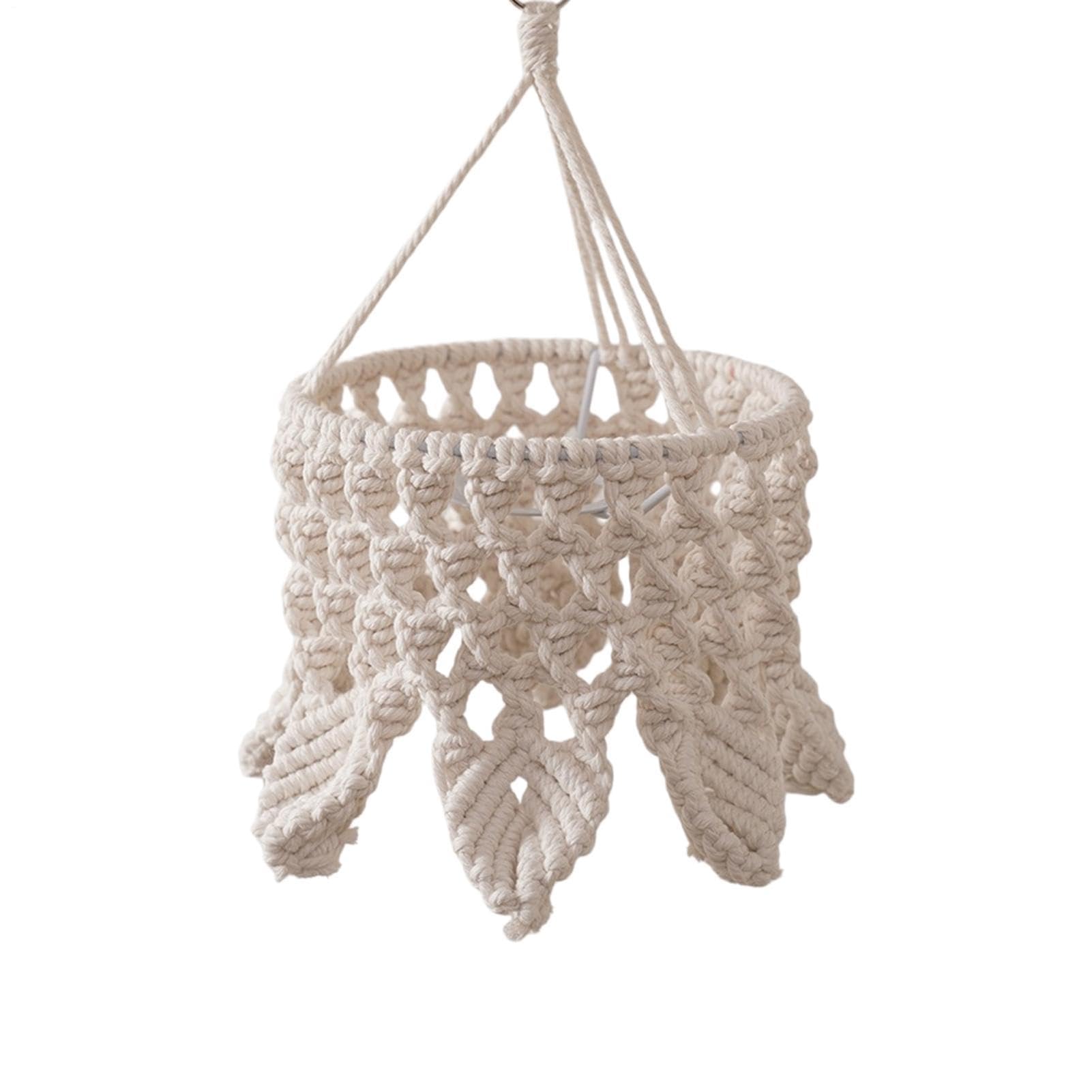 Pantalla de lámpara boho tejida a mano en hilo de algodón natural para salón rústico 8