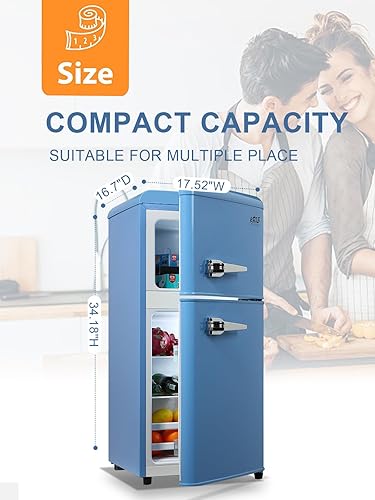 Miniatura 6 de Refrigerador de 3.5 pies cúbicos de 2 puertas y 7 niveles de control de termostato ajustable para congelador, cerradura para refrigerador, ahorro