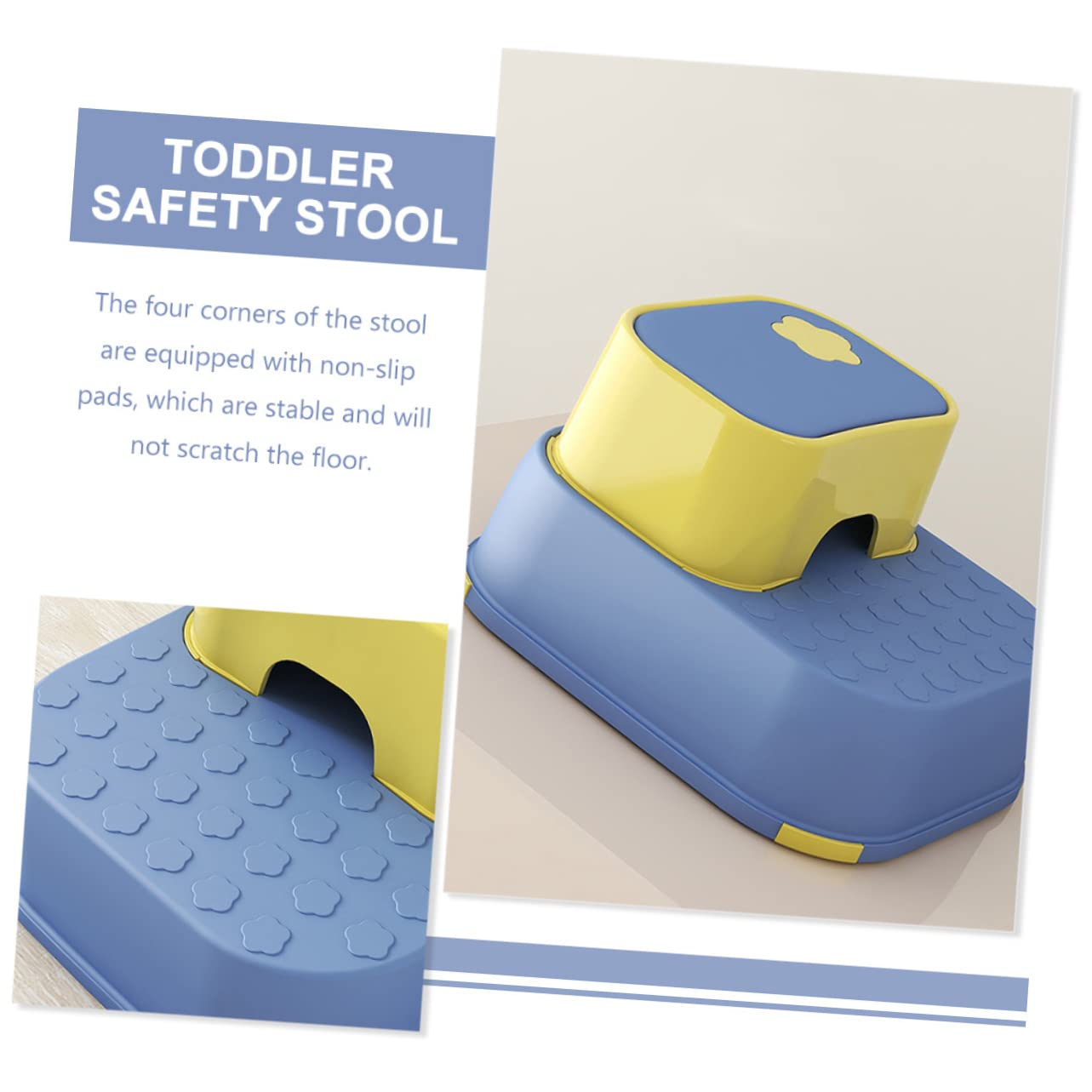 VICASKY Taburete de PP para Niños Pequeños de Doble Escalón Reposapiés Estable y Ligero Diseño Práctico Adecuado para Baño y Cocina