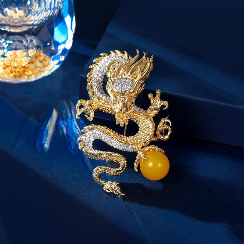 14K Gold Zodiac Dragon Brooch - Versatile Unisex Pin for Suits & Jackets, Luxury Fashion Accessory, Ideal for Astrology Enthusiasts & Special Occasions - Image 5