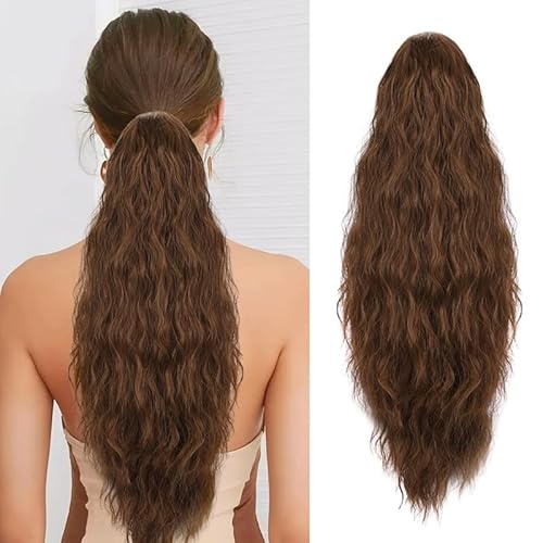 HMCEY Coda Capelli Extension 76 CM,Coda di Cavallo Capelli Ricci,Hair Extension Ponytail,Code Cavallo Extension,Posticci per Capello con Coulisse,Parrucca Capello Lunghi per Donna, Ragazze