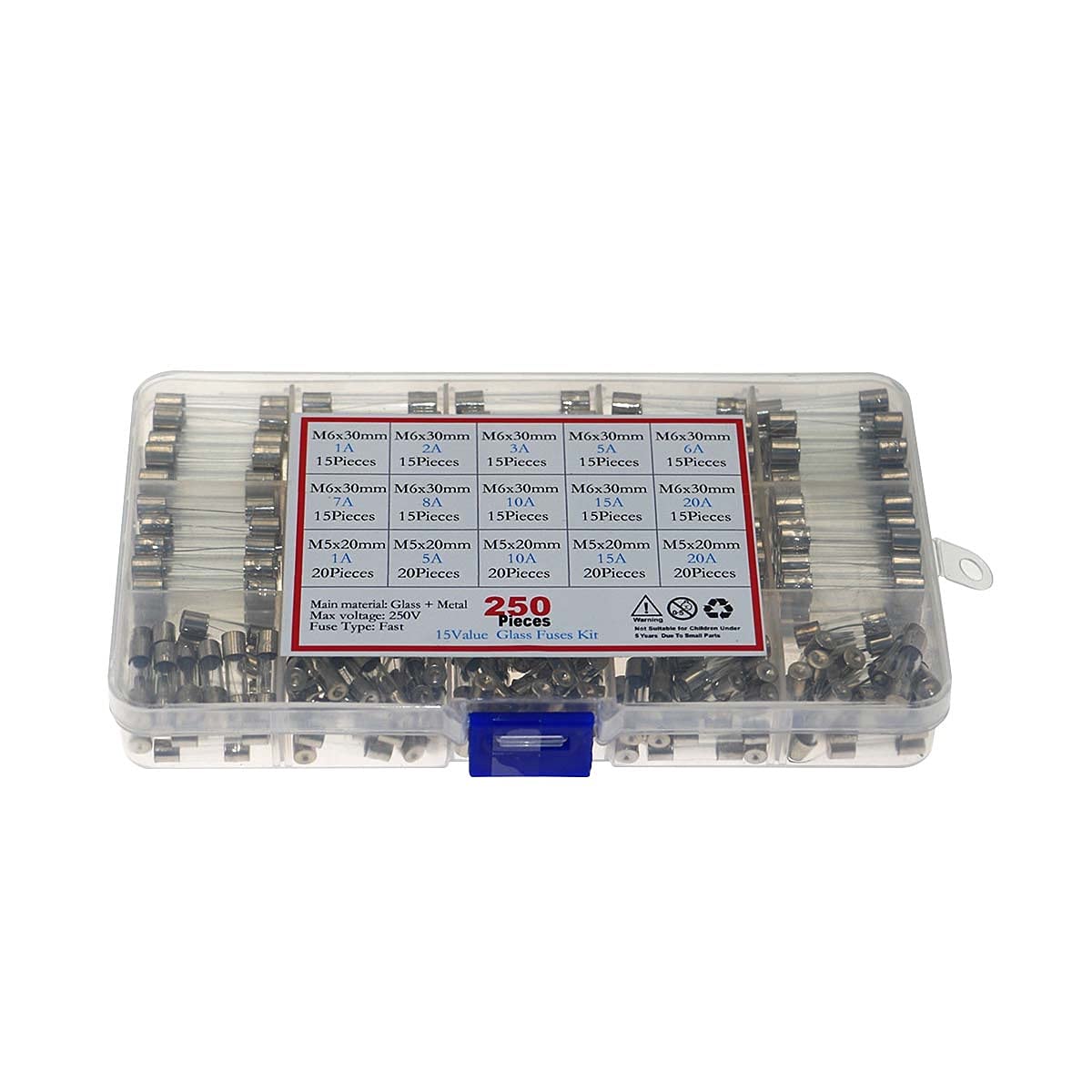 Tube de verre fusibles rapides 250V kit de composants pour une protection électrique fiable