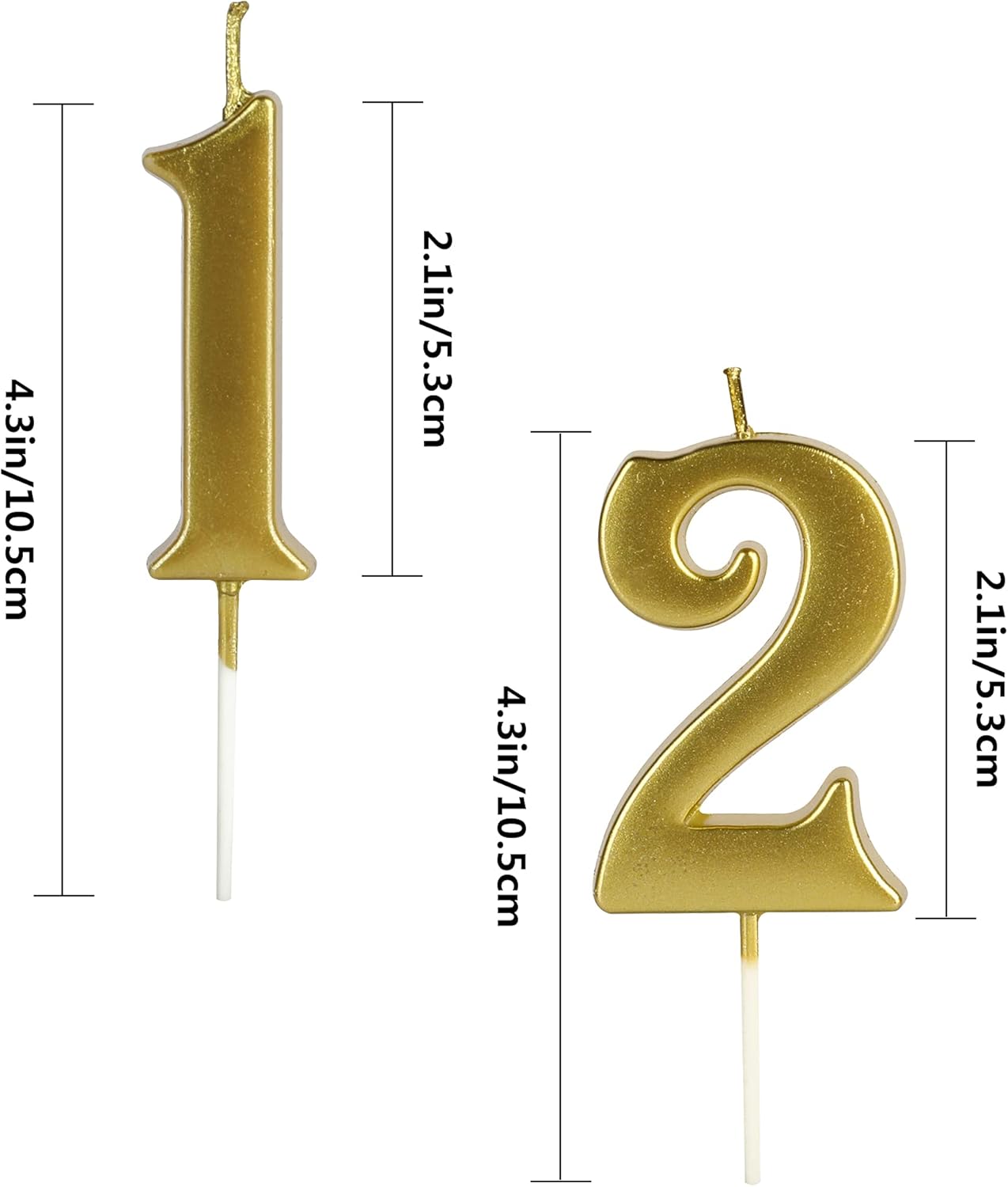 LHGOGO Gold Birthday Candles for Cake, Premium Glitter 2nd Number Candle Party Wedding Anniversary Decoration for Kids Women or Men, Number 2 : Home & Kitchen
