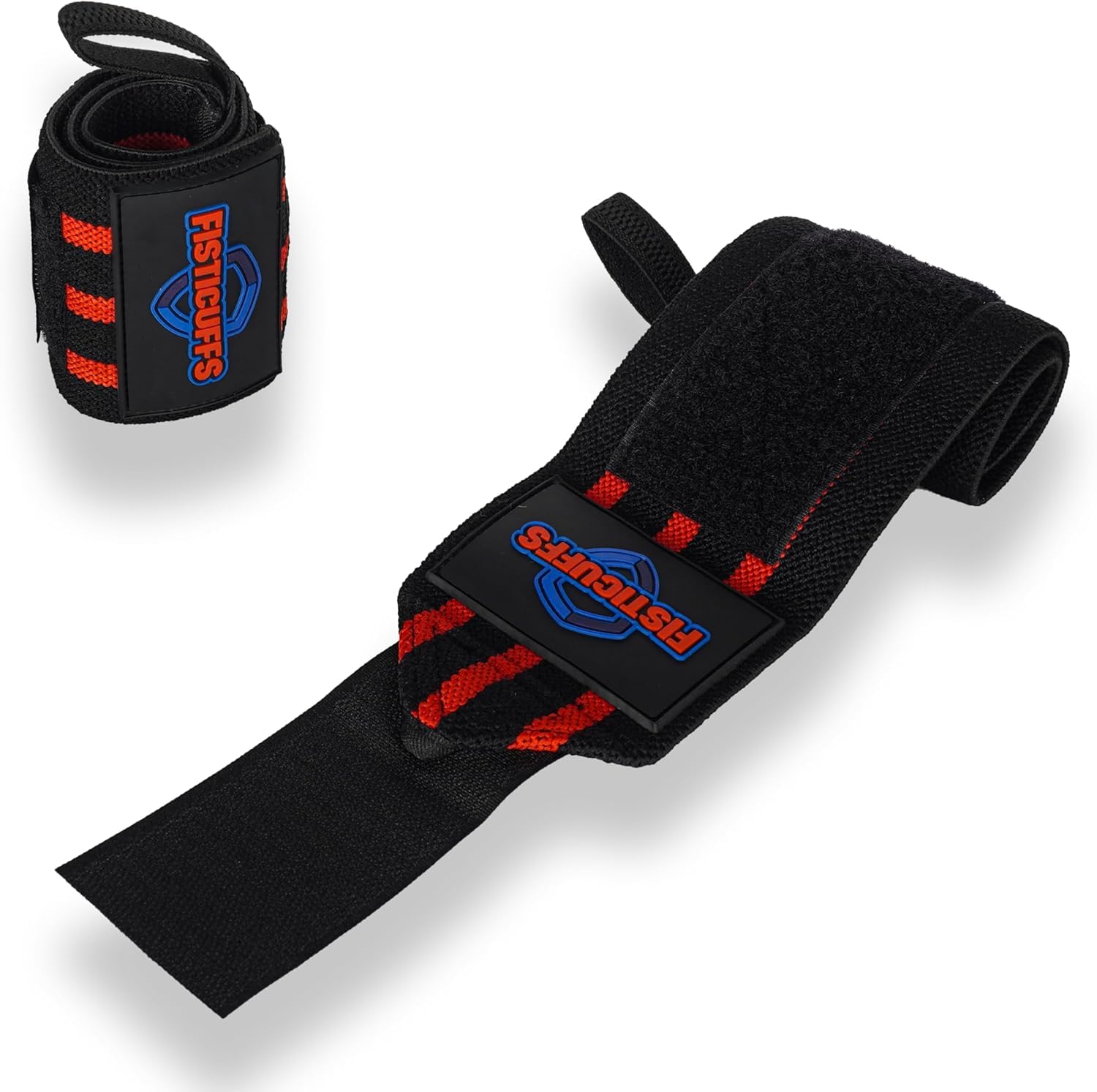 Fisticuffs Fistifuffs wrist straps-strap wrist supports best for gym workouts & training heavy duty power wraps strong powerlifting & bodybuilding hand protector bands(Normal strangth), Red & Black
