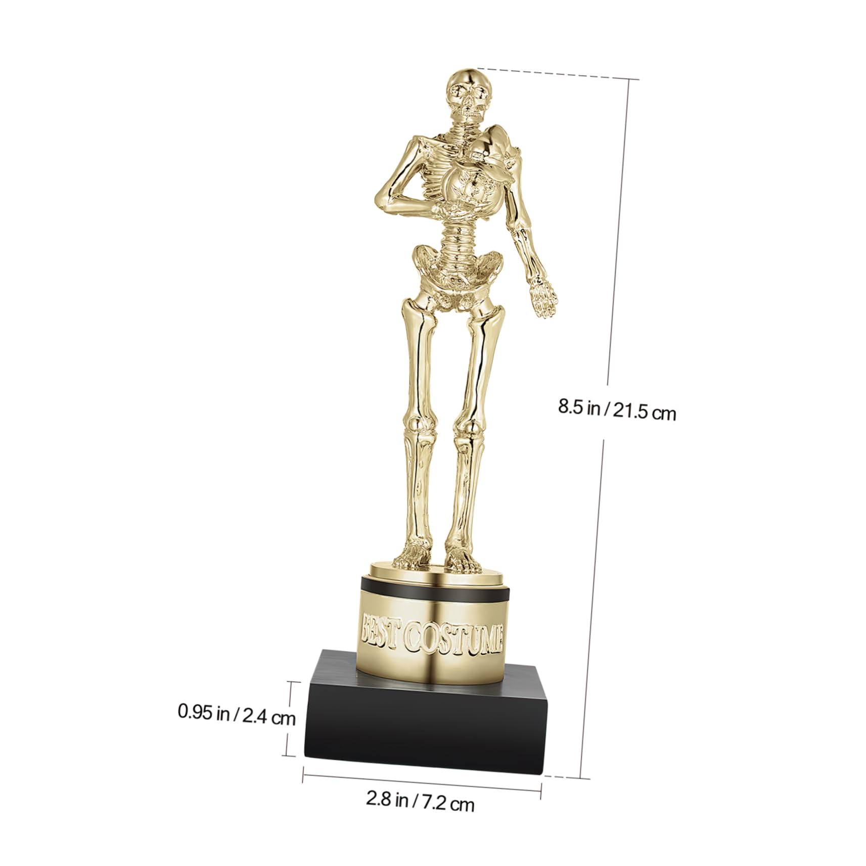 2 Trophées Squelettes Halloween Dorés - Récompenses, Décorations Pour Fêtes, écoles, Concours - 17,2x6,5cm