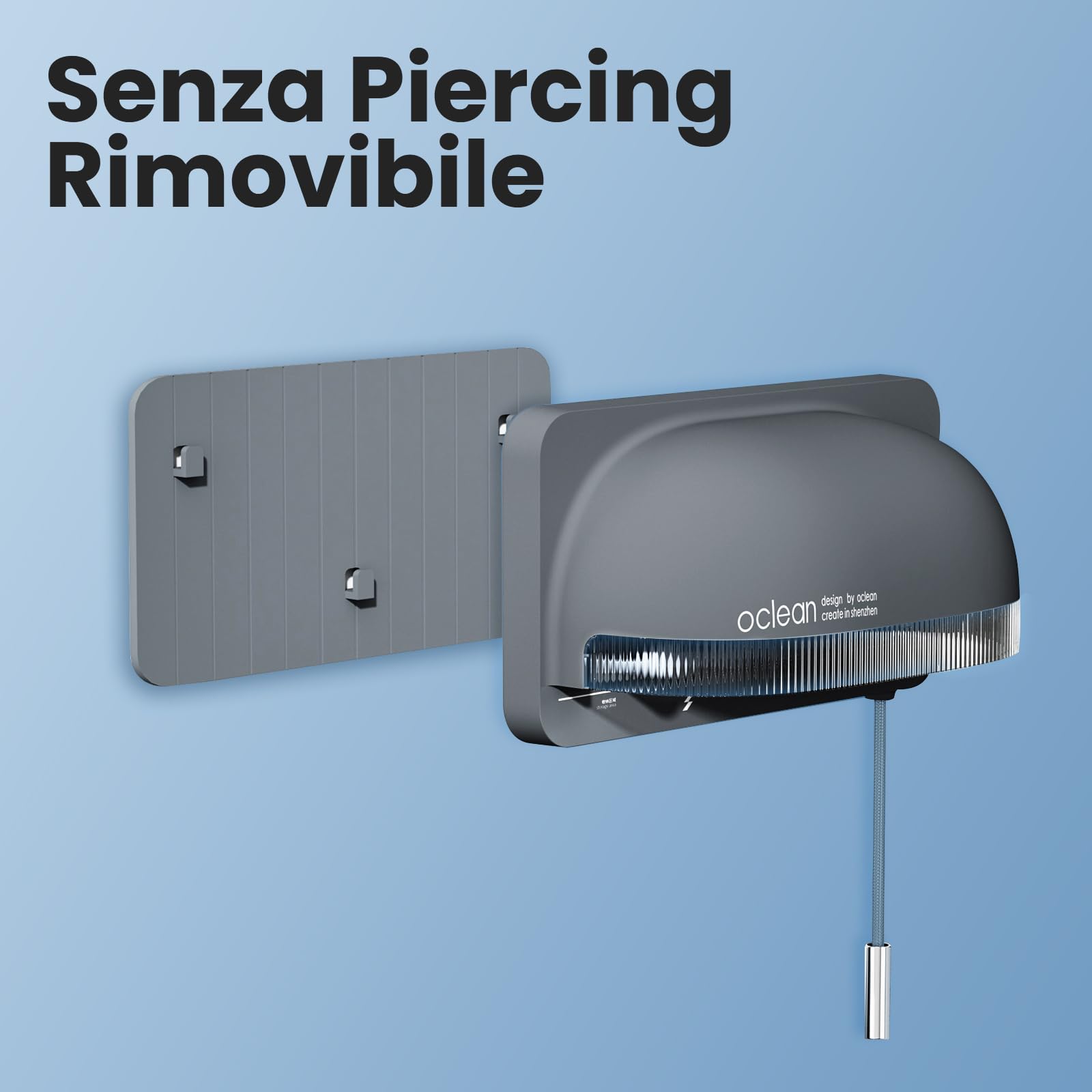 Oclean S1 Sterilizzatore UVC per spazzolino da denti, Batteria al Litio Ricaricabile con Cavo USB, Grigio