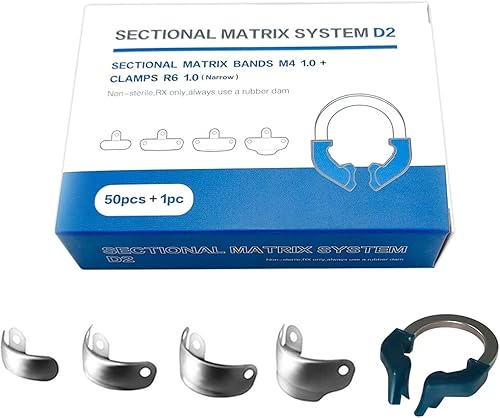 Sistema de matriz seccional dental, Matrices contorneadas seccionales dentales bandas de matriz de recarga, Matrices metálicas contorneadas