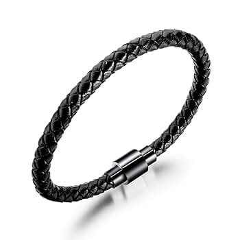 Amazon.co.jp: [AIKS] メンズ ブレスレット 革 ブラック レザー