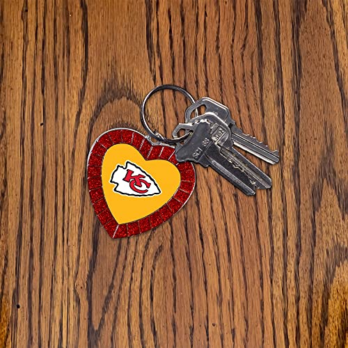 Rico Industries NFL Cincinnati Bengals NFL Rhinestone Heart Colored Keychain, Black, 3-inches in length — view 2