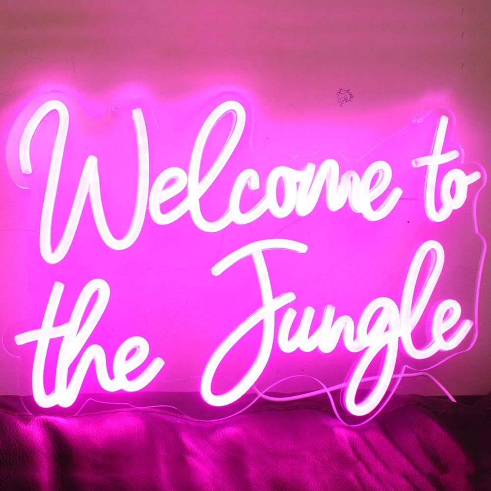 Welcome to the Jungle LED Neon Signs Pink Neon Lights for Wall Decor USB Light Up Sign For Garden Home Porch store Christmas Living Room Bar Decoration(16.5 * 11Inch) - Image 3