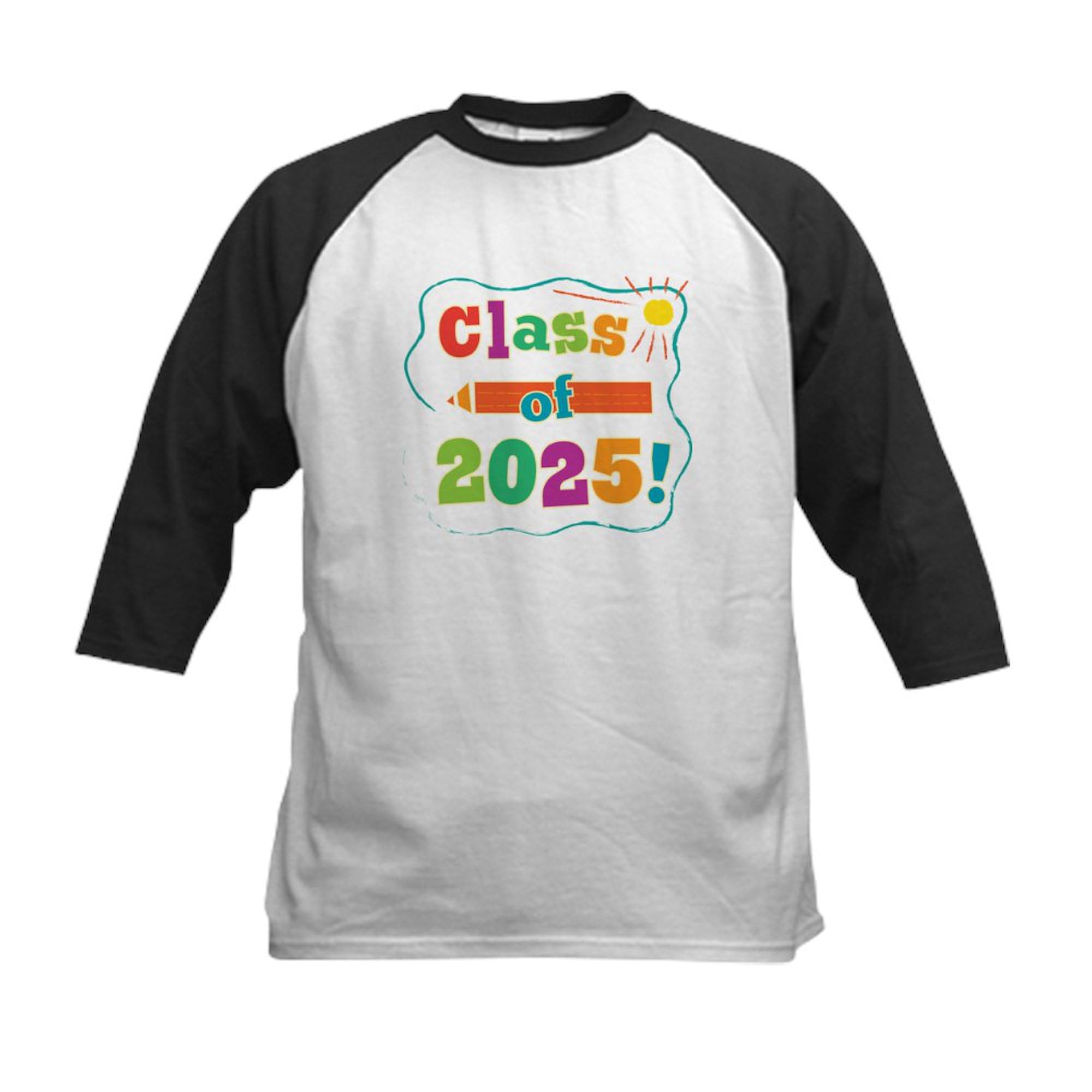 CafePress Class of 2025 Grad Quote Kids Baseball T Shirt Kids Cotton Baseball Jersey, 3/4 Raglan Sleeve Shirt Black/White