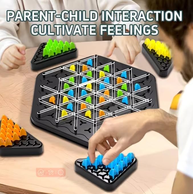 Image of Goyal's Geometry Triangle Strategy Game | Rubber Band Peg Board Puzzle | STEM Brain Development Toy for Kids & Adults | Logic Thinking & Spatial Reasoning Family Game