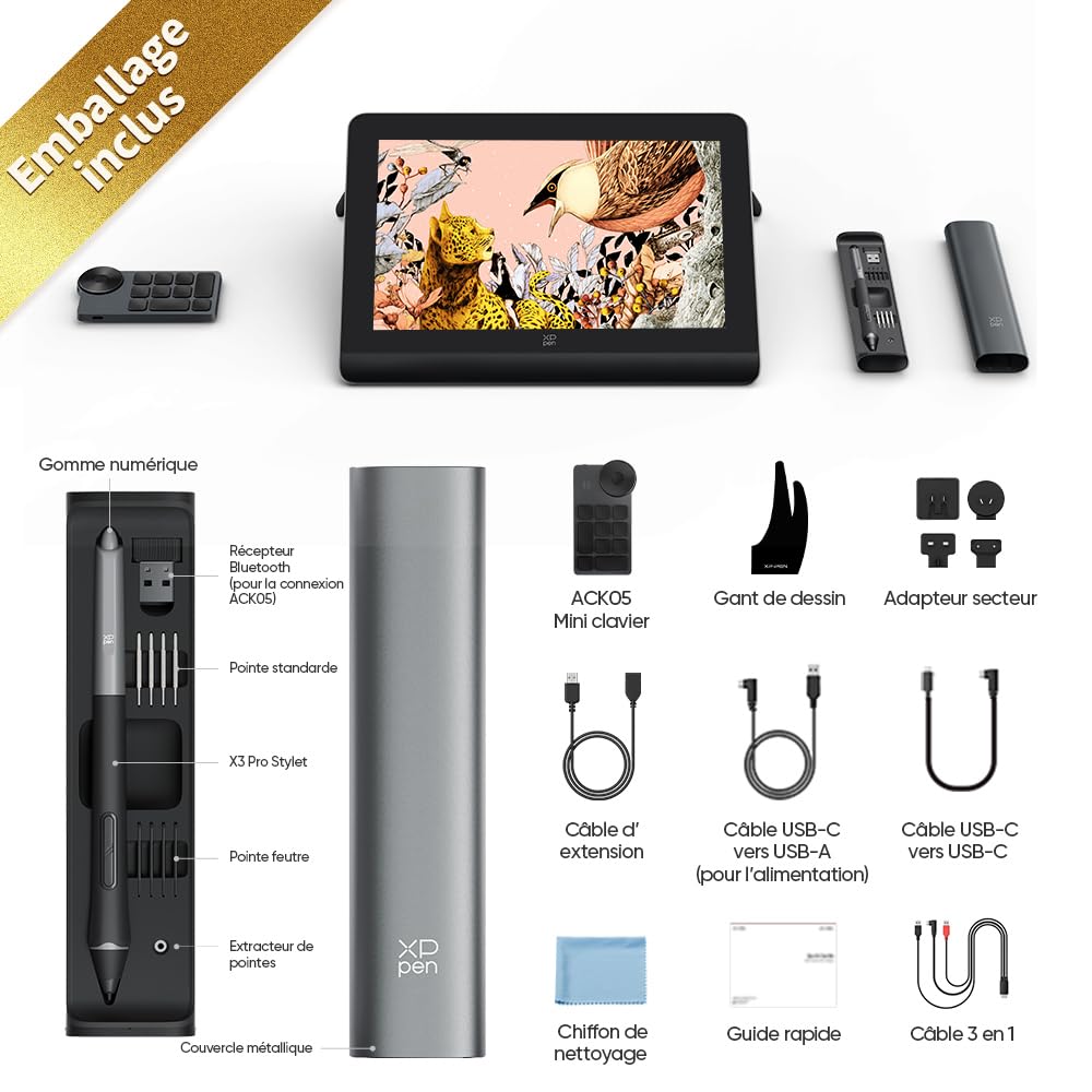 XP-PEN Artist Pro 16 (Gen 2) Tablette Graphique Dessin Écran Laminé Stylet 16K Pressions 2560x1600 159% sRGB
