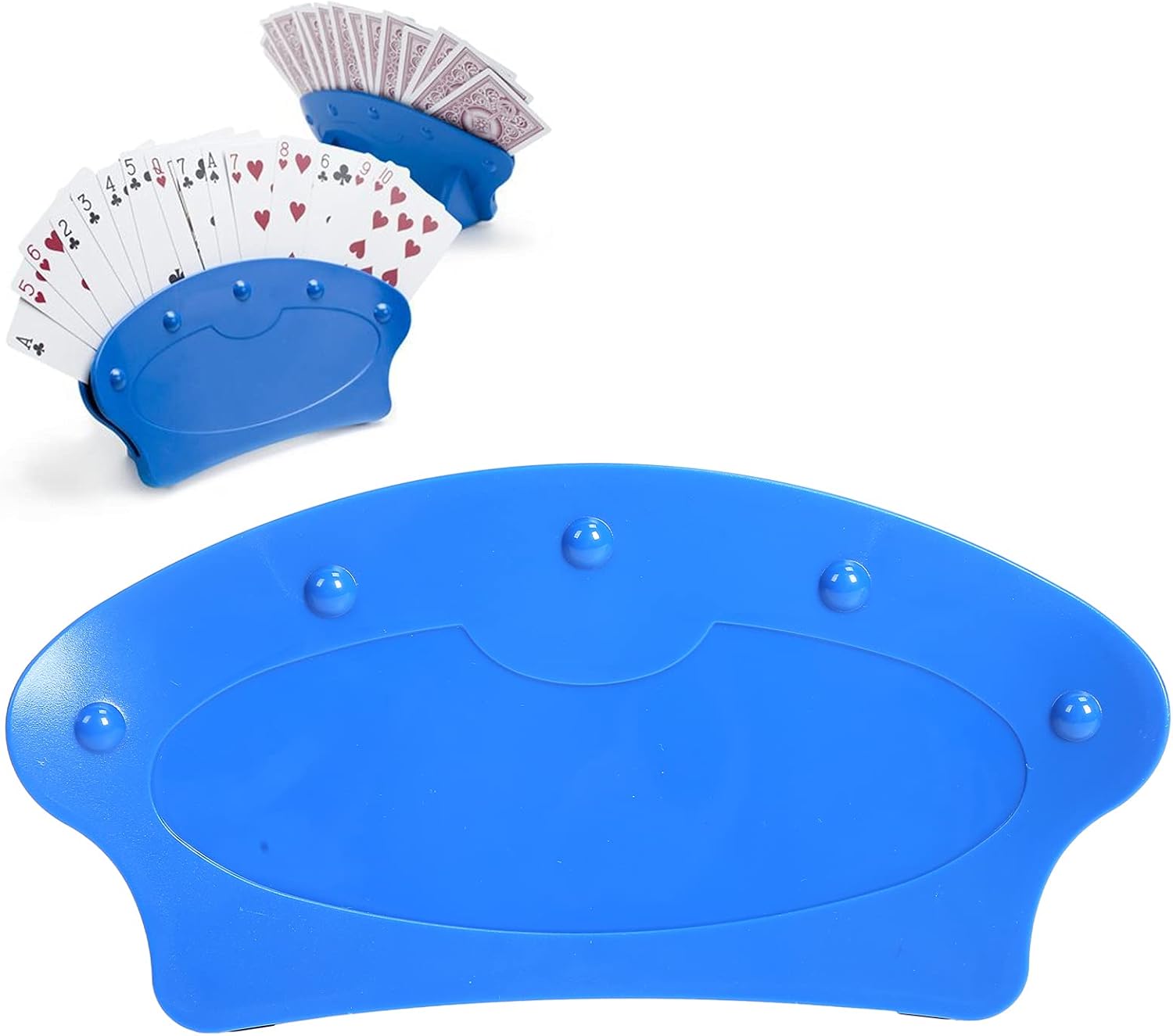 トランプホルダー プラスチックハンズフリーポーカーカードホルダートレイラックフリーハンドトランプホルダー湾曲したデザイン大人のためのアークカードホルダー高齢者ほとんどのカードゲームパーティーファミリーカードゲームナイト 信頼
