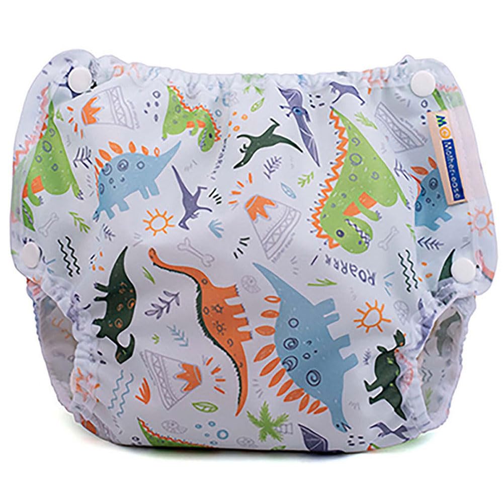 Mother-ease Airflow Nappy Wrap, XS-XXL, Dino/Sunshine, Waterproof Polyester with PUL, Breathable Reusable Cover, Popper Fastening (Dino, XL) — image 1