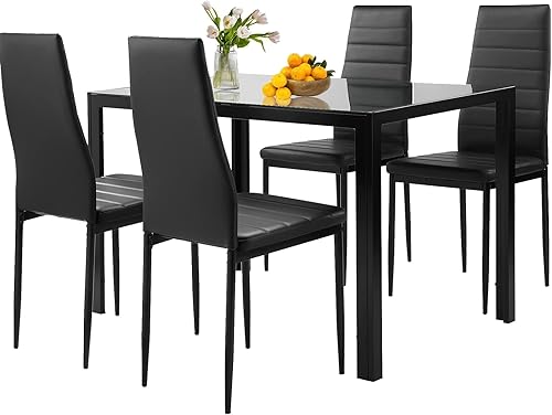 Juego de mesa de cocina de 5 piezas juego de mesa de comedor para 4 mesas de comedor para espacios pequeños juego de mesa de comedor moderno con 4